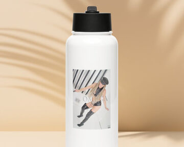 Stainless steel water bottle with a straw lid